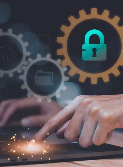 A man showing data access protection with key icon,Protecting data from theft,secure login authorization,cyber security,digital security unlocking or encryption,virus protection and safety alerts